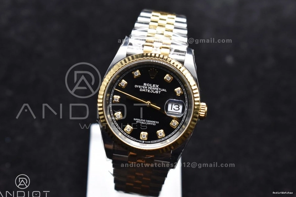 1:1 on Dial SS Diamonds VR 126233 Black 556 YG Jubilee Best Edition 36 Clean DateJust Bracelet Steel RelaxedFit 904L 0117